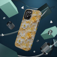 Thumbnail for Yellow Floral Impact-Resistant Case for iPhone 12, iPhone 12 Mini, iPhone 12 Pro, and iPhone 12 Pro Max. Supports Wireless Charging.