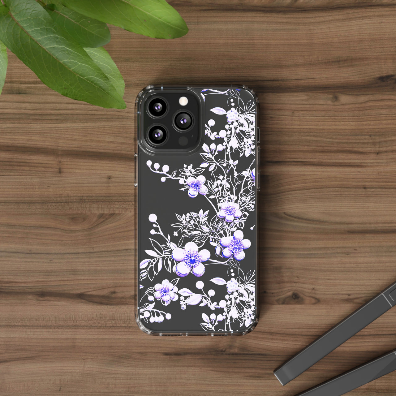 *Clear Case* Purple Petals - iPhone 13, iPhone 13 Mini, iPhone 13 Pro, iPhone 13 Pro Max - Supports Wireless Charging