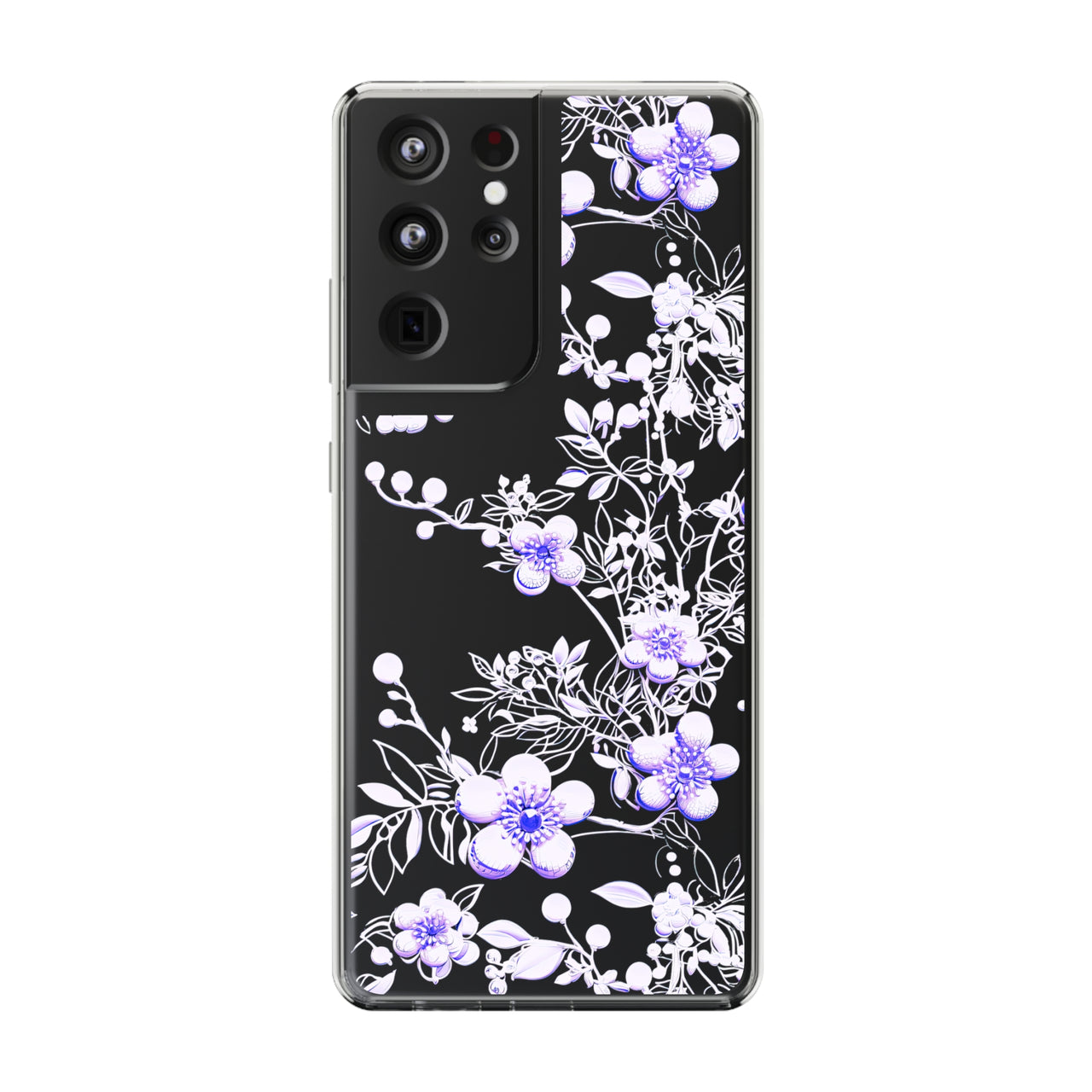 *Clear Case* Purple Petals - Samsung Galaxy S21, Samsung Galaxy S21 Plus, Samsung Galaxy S21 Ultra - Supports Wireless Charging