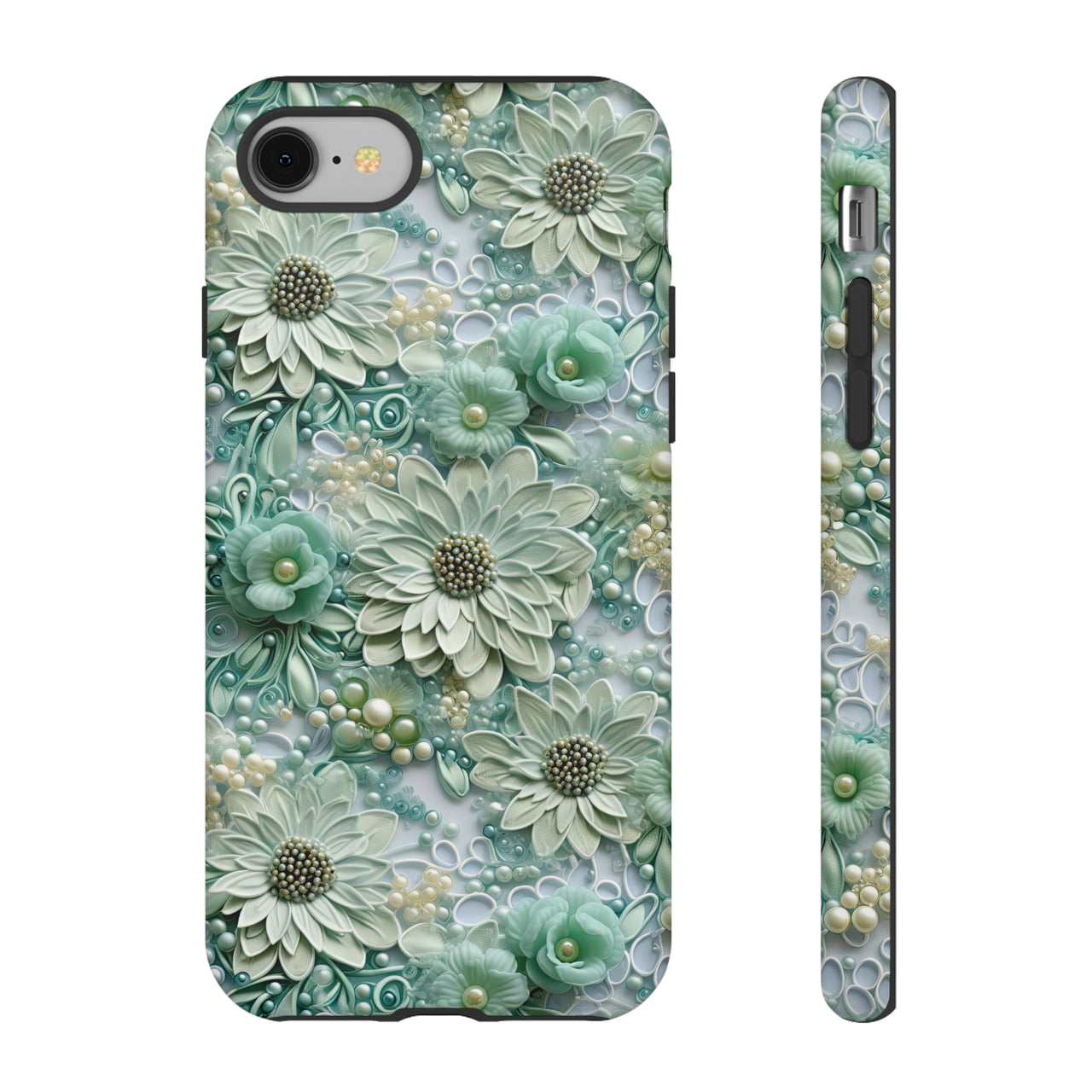 Teal Petals - Tough Case for iPhone 8 and iPhone 8 Plus