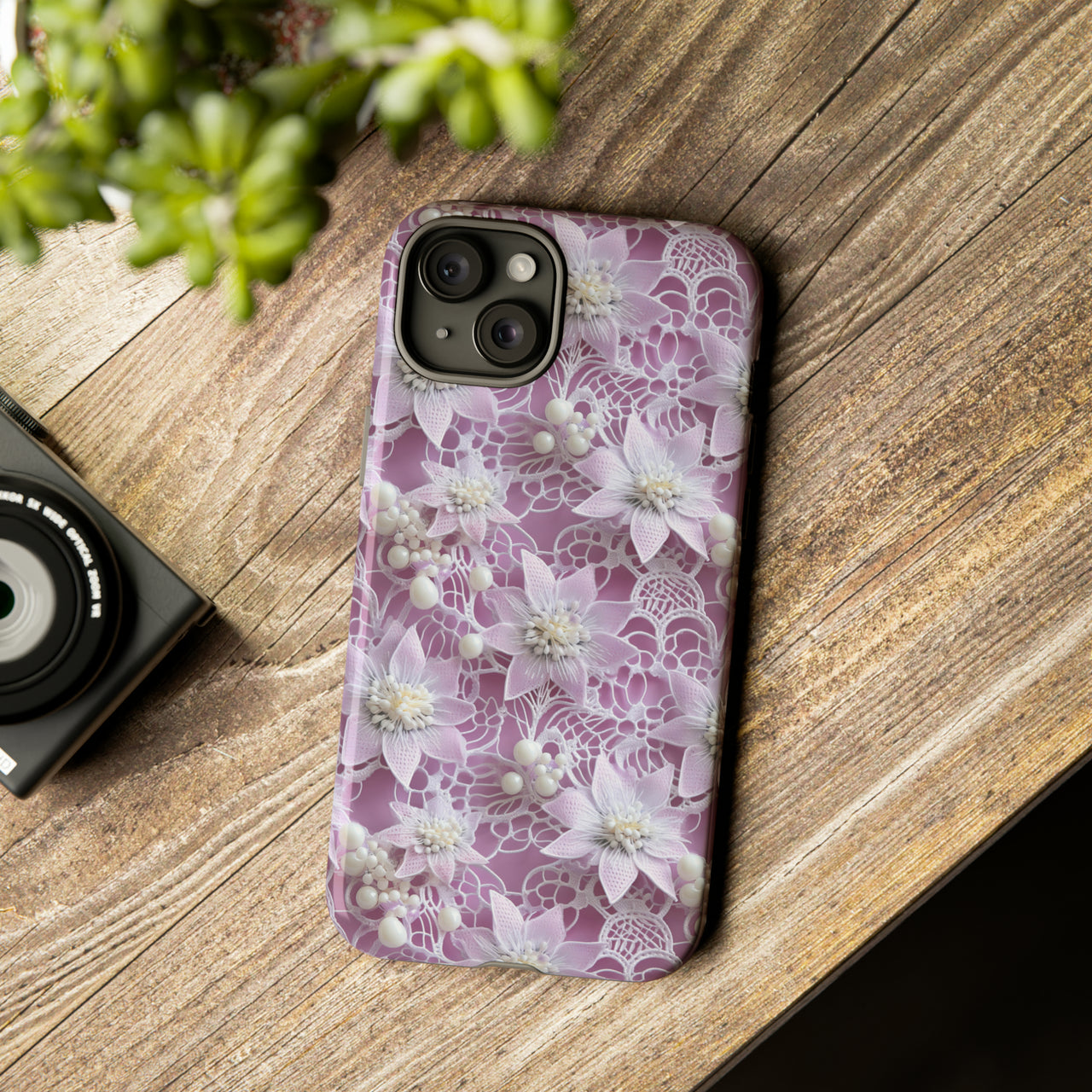 Pink Coquette Clematis Tough Case for iPhone 15, iPhone 15 Pro, iPhone 15 Plus, and iPhone 15 Pro Max