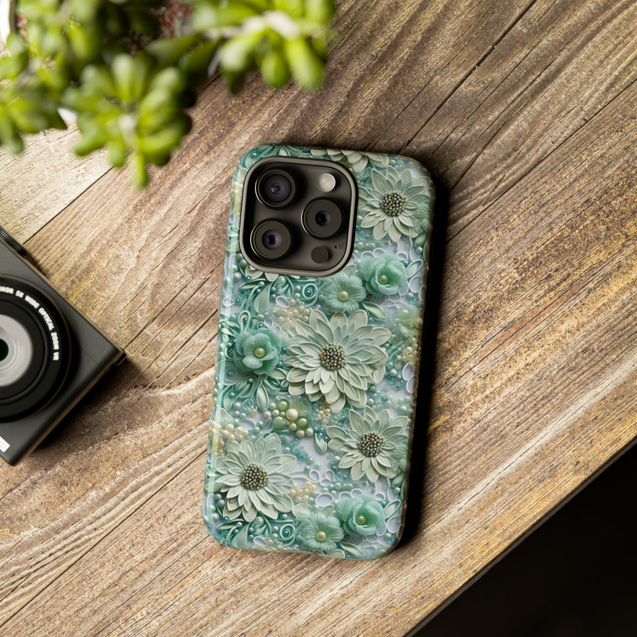 Teal Petals - Tough Case for iPhone 15, iPhone 15 Pro, iPhone 15 Plus, and iPhone 15 Pro Max