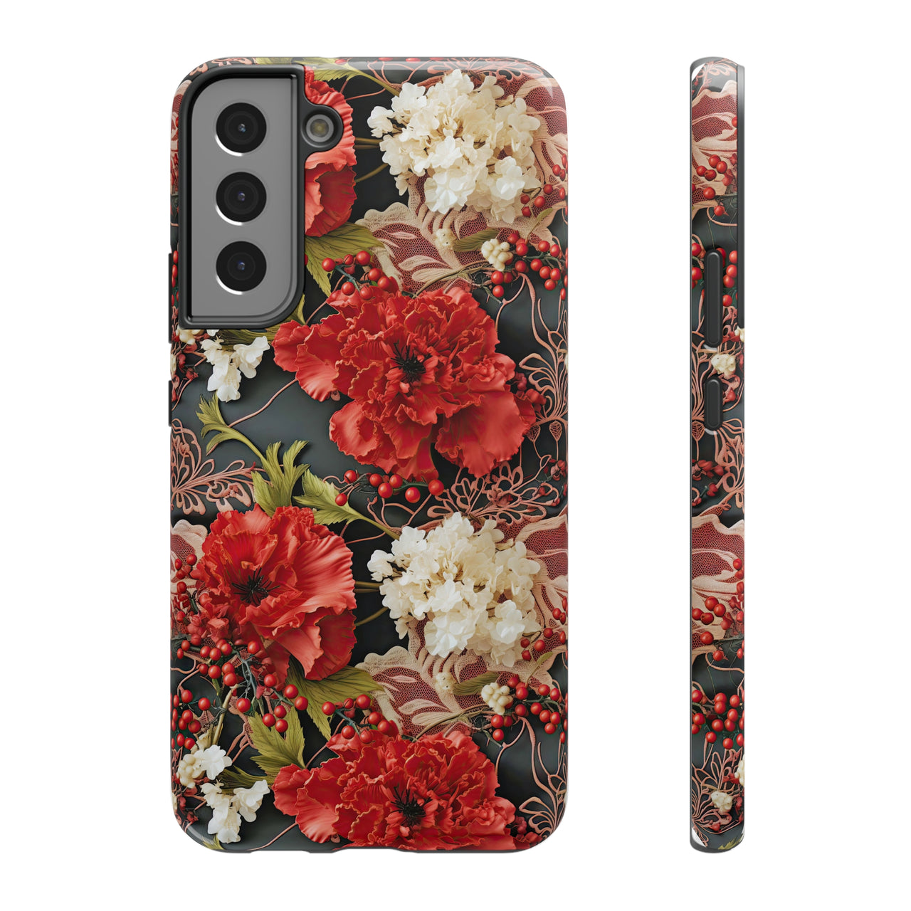 Carnation for January Birthday - Impact-Resistant Case for Samsung Galaxy S22, Samsung Galaxy S22 Plus, and Samsung Galaxy S22 Ultra. Supports Wireless Charging.