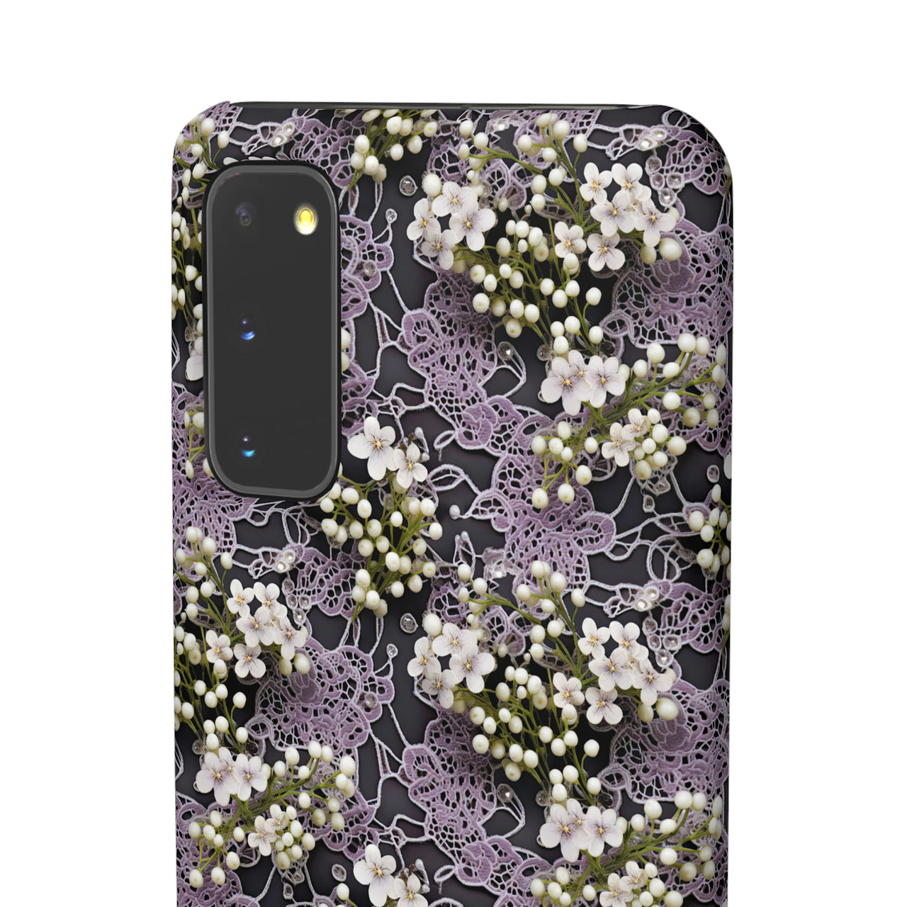 White Flowers on a Purple Bed - Snap Case for Samsung Galaxy S20, Samsung Galaxy S20+, Samsung Galaxy S20 Ultra, & Samsung Galaxy S20 FE