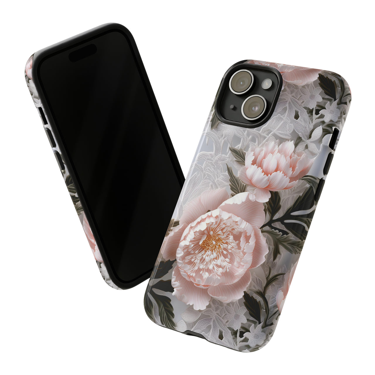 Pink Peony Tough Case for iPhone 15, iPhone 15 Pro, iPhone 15 Plus, and iPhone 15 Pro Max