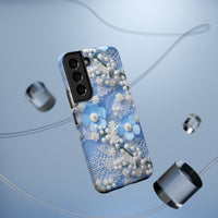 Thumbnail for Pearls and Lace on Baby Blue - Impact-Resistant Case for Samsung Galaxy S22, Samsung Galaxy S22 Plus, and Samsung Galaxy S22 Ultra. Supports Wireless Charging.