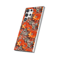 Thumbnail for Orange Petals in Silver Tapestry - Flexi Cases for Samsung Galaxy S23, Samsung Galaxy S23 Plus, and Samsung Galaxy S23 Ultra