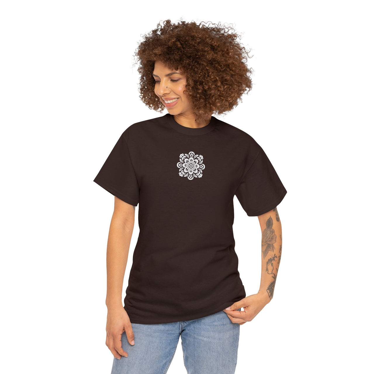 Front and Back Flower Design - Unisex Heavy Cotton Tee