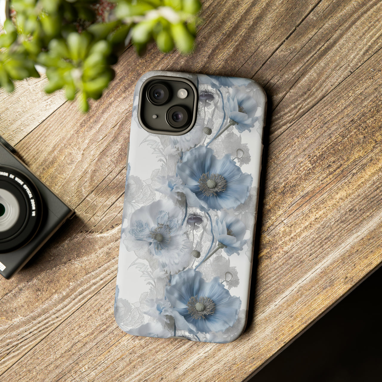 Himalayan Blue Poppy Tough Case for iPhone 15, iPhone 15 Pro, iPhone 15 Plus, and iPhone 15 Pro Max