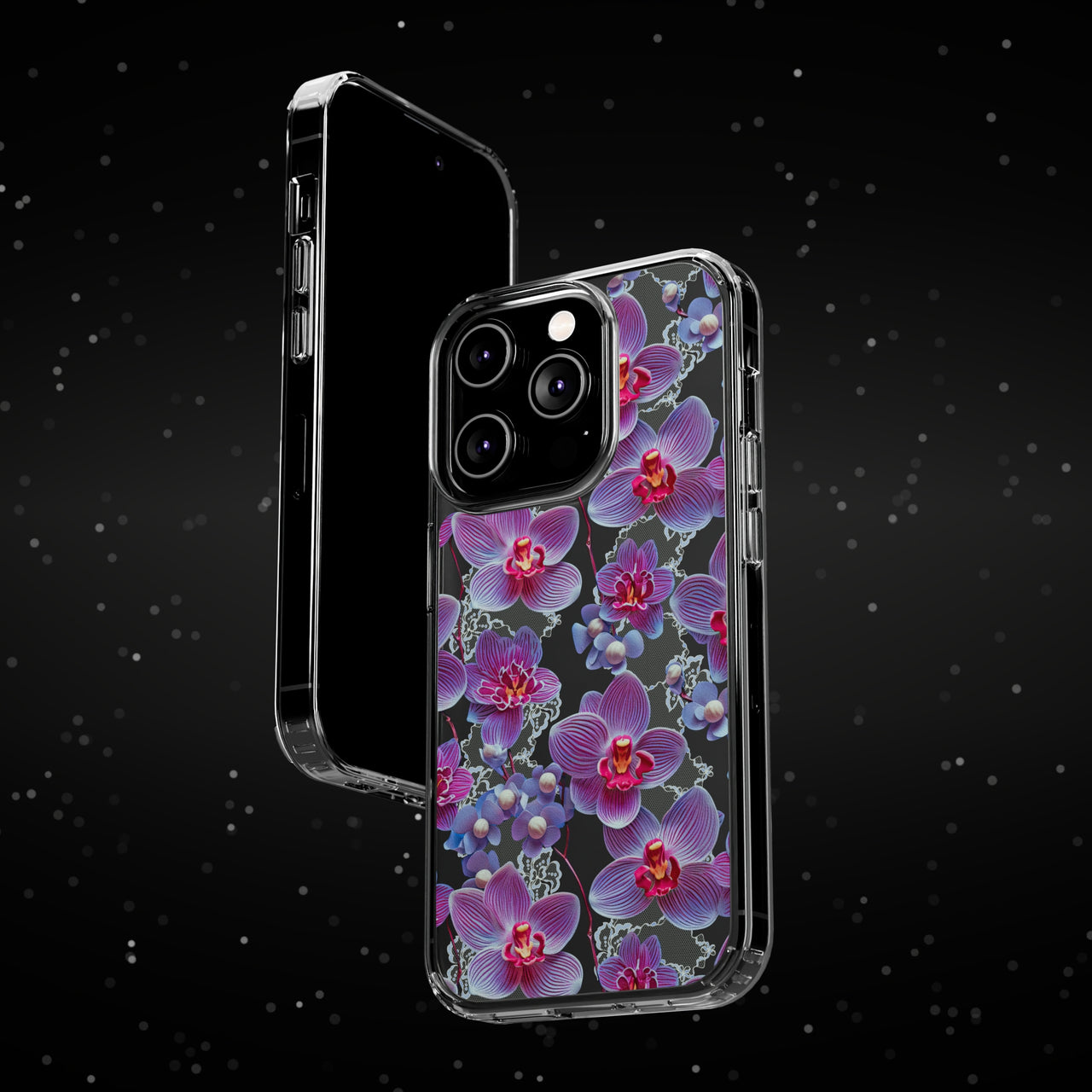 *Clear Case* Fuchsia Orchid - iPhone 14, iPhone 14 Pro, iPhone 14 Plus, iPhone 14 Pro Max - Supports Wireless Charging