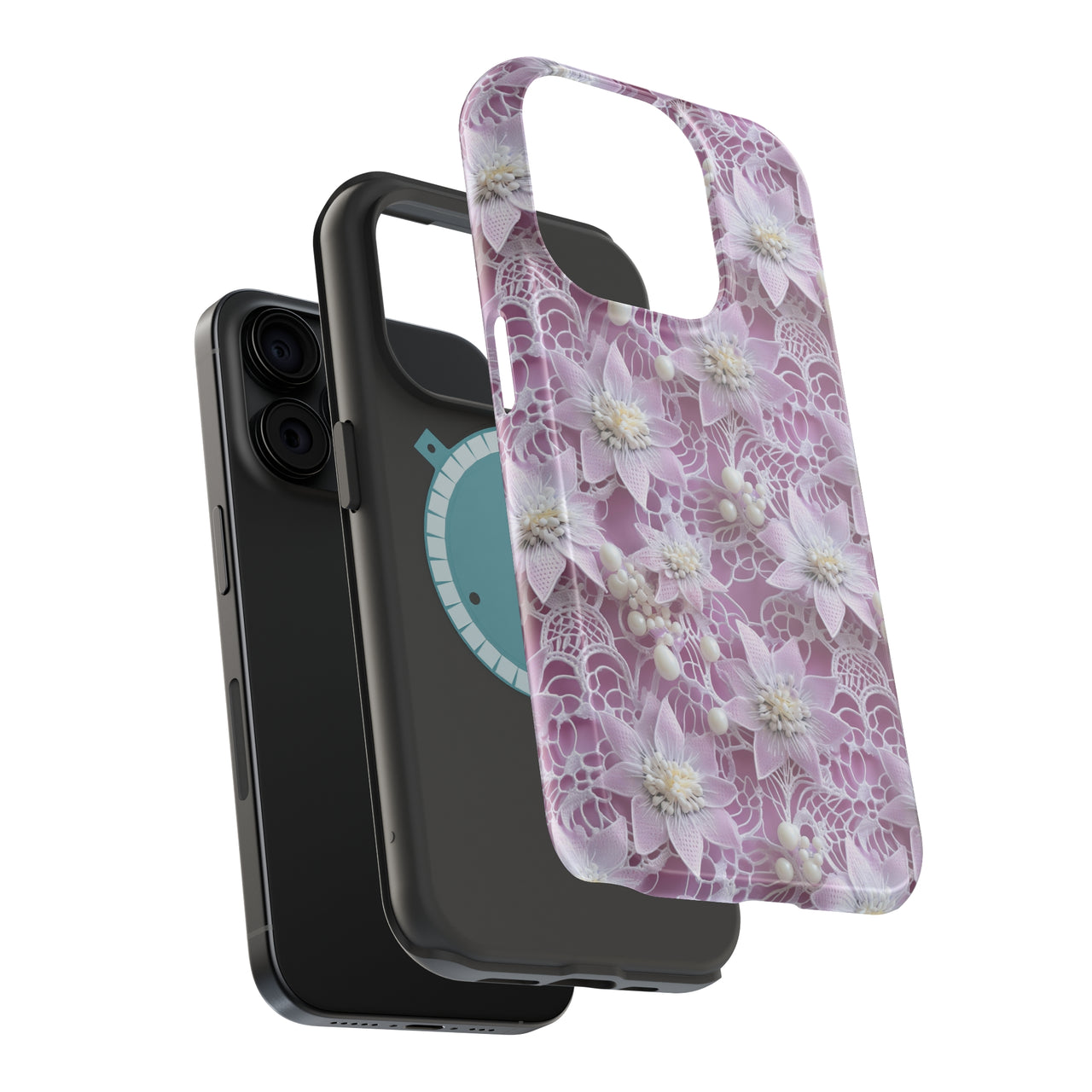 Pink Coquette Clematis - MagSafe Tough Case for iPhone 15, iPhone 15 Pro, iPhone 15 Plus, & iPhone 15 Pro Max