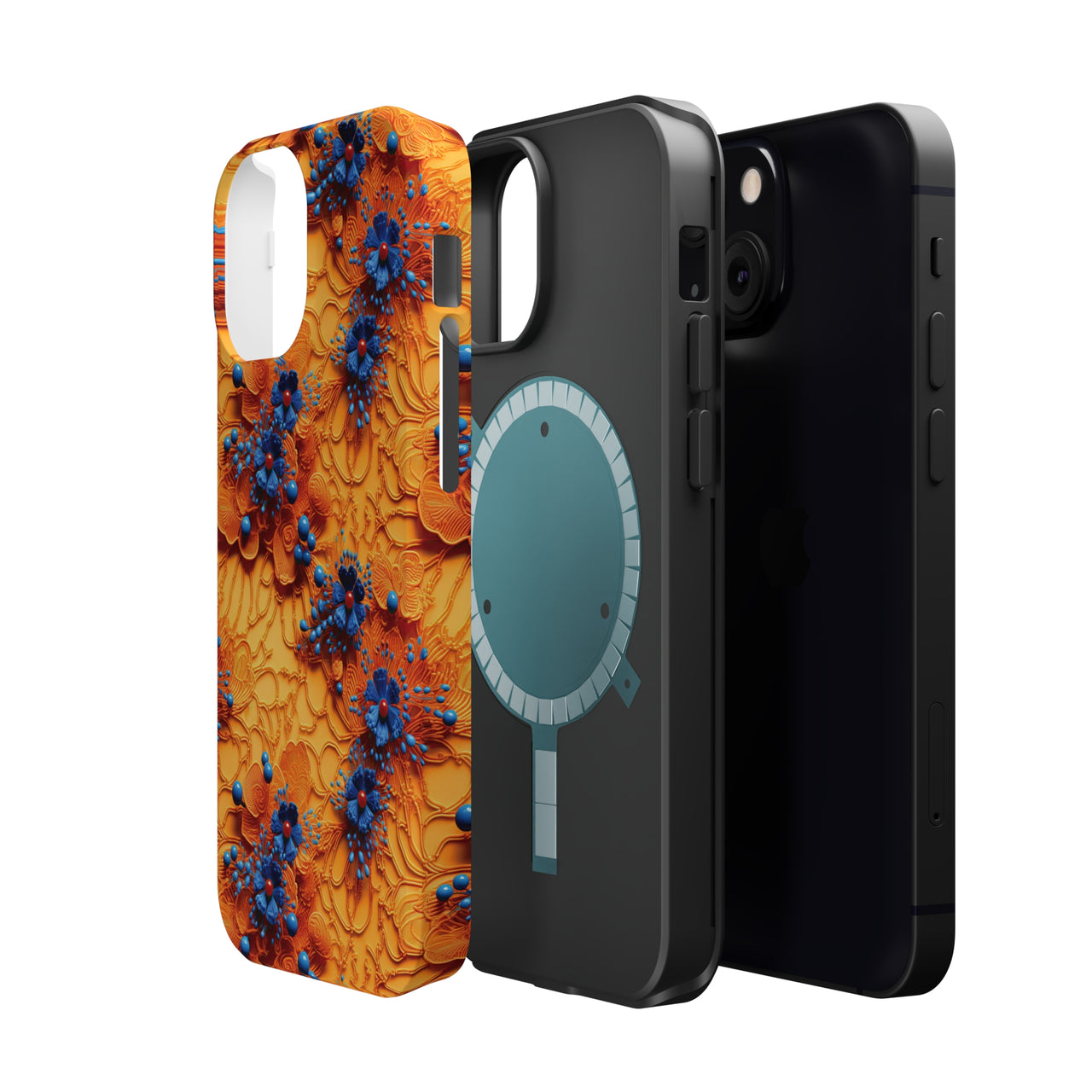 Royal Ryukyu Blossoms - MagSafe Tough Cases for iPhone 13, iPhone 13 Mini, iPhone 13 Pro, and iPhone 13 Pro Max.