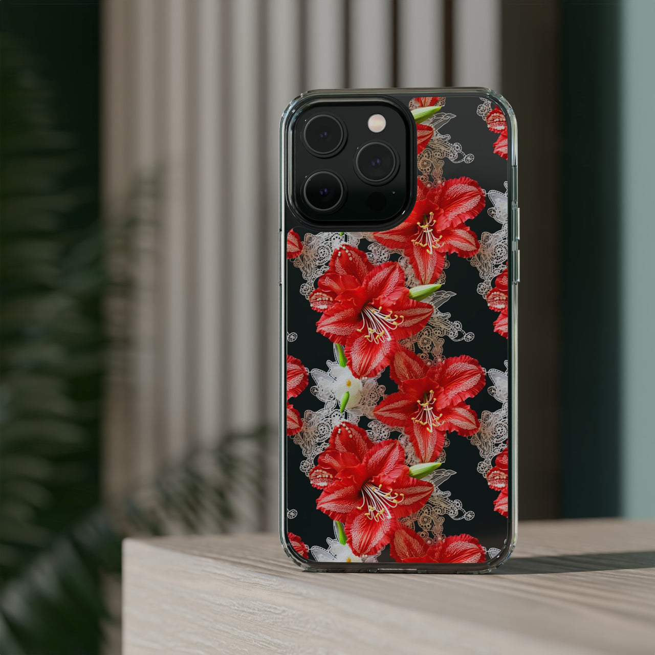 *Clear Case* Enchanting Amaryllis - iPhone 14, iPhone 14 Pro, iPhone 14 Plus, iPhone 14 Pro Max - Supports Wireless Charging