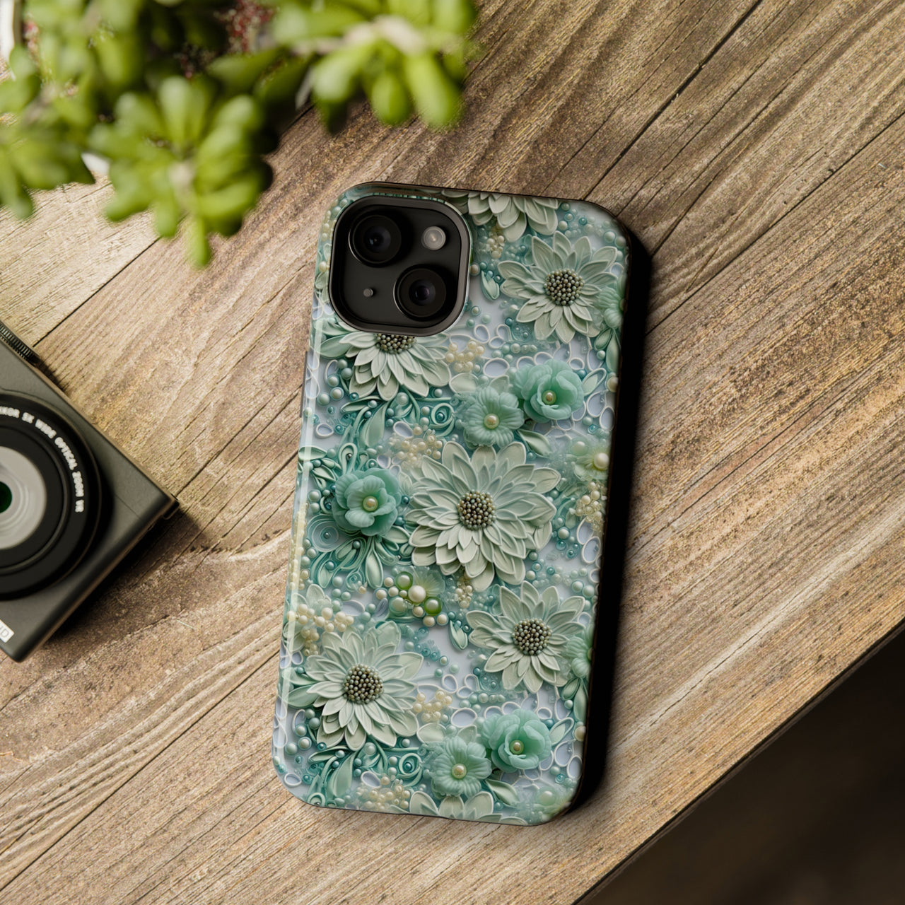 Teal Petals - MagSafe Tough Case for iPhone 15, iPhone 15 Pro, iPhone 15 Plus, & iPhone 15 Pro Max