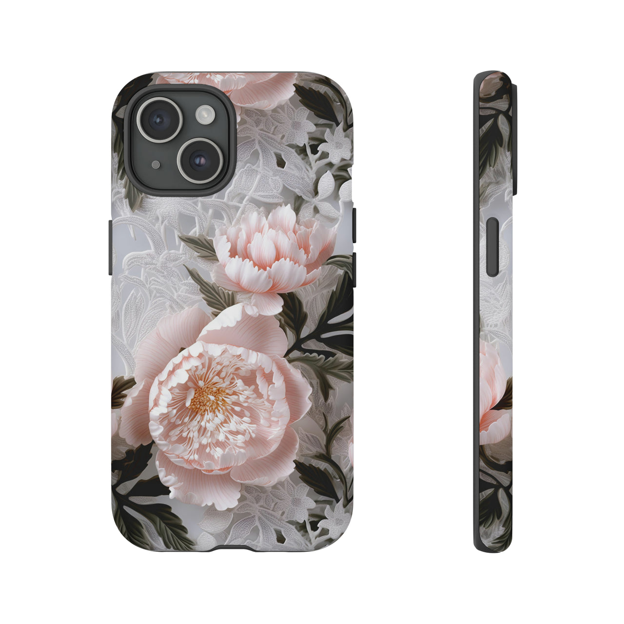 Pink Peony Tough Case for iPhone 15, iPhone 15 Pro, iPhone 15 Plus, and iPhone 15 Pro Max