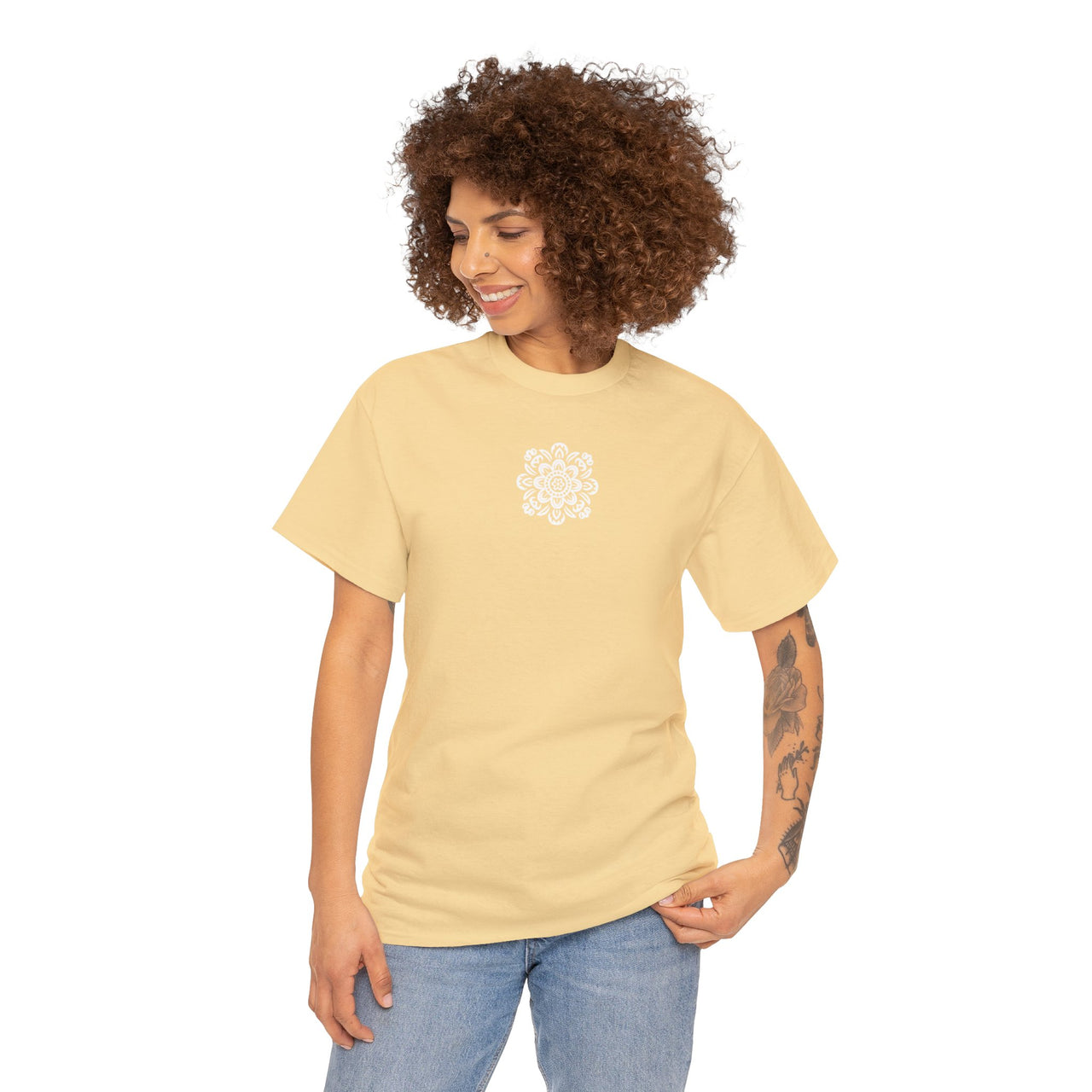 Front and Back Flower Design - Unisex Heavy Cotton Tee