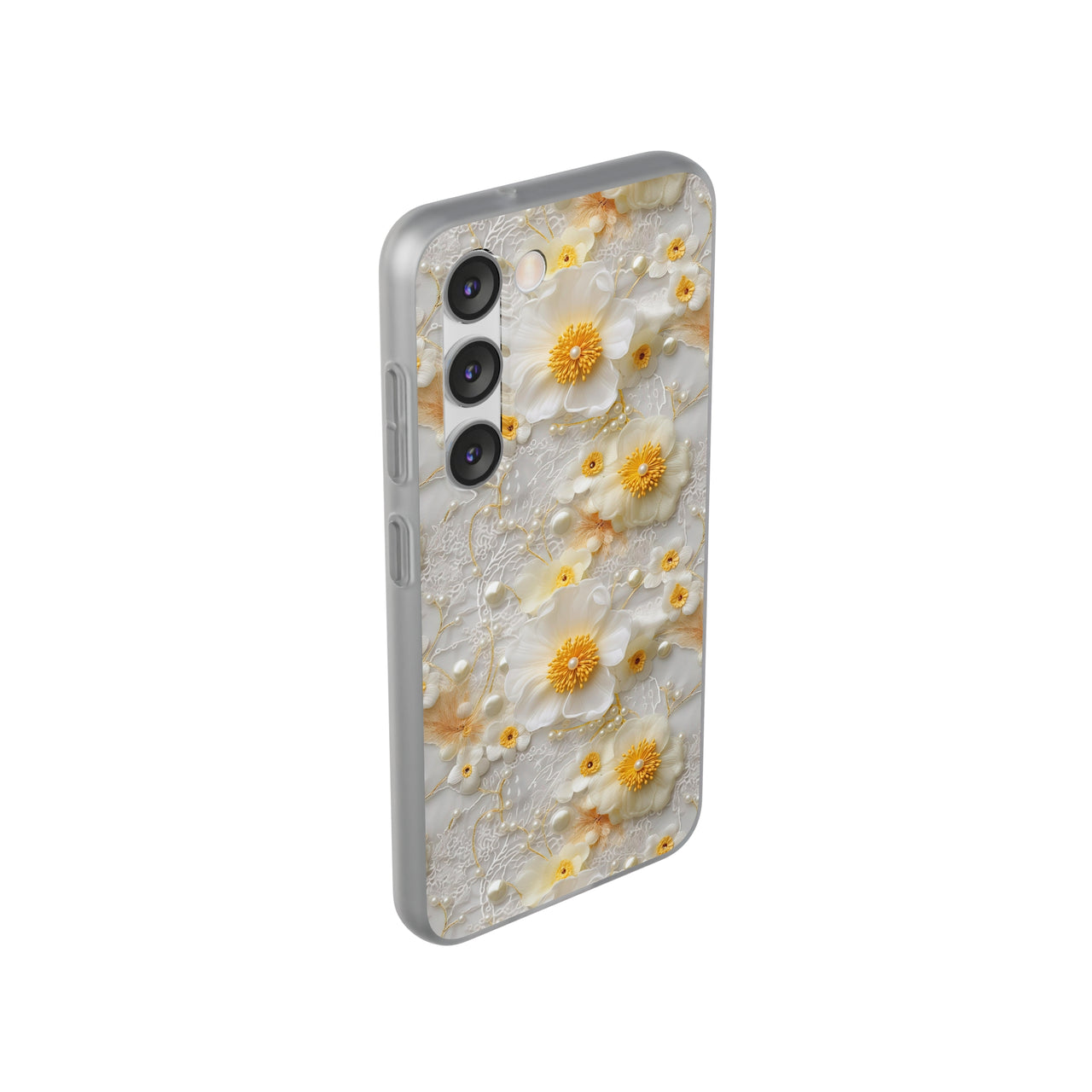 Yellow and White Floral - Flexi Cases for Samsung Galaxy S23, Samsung Galaxy S23 Plus, and Samsung Galaxy S23 Ultra