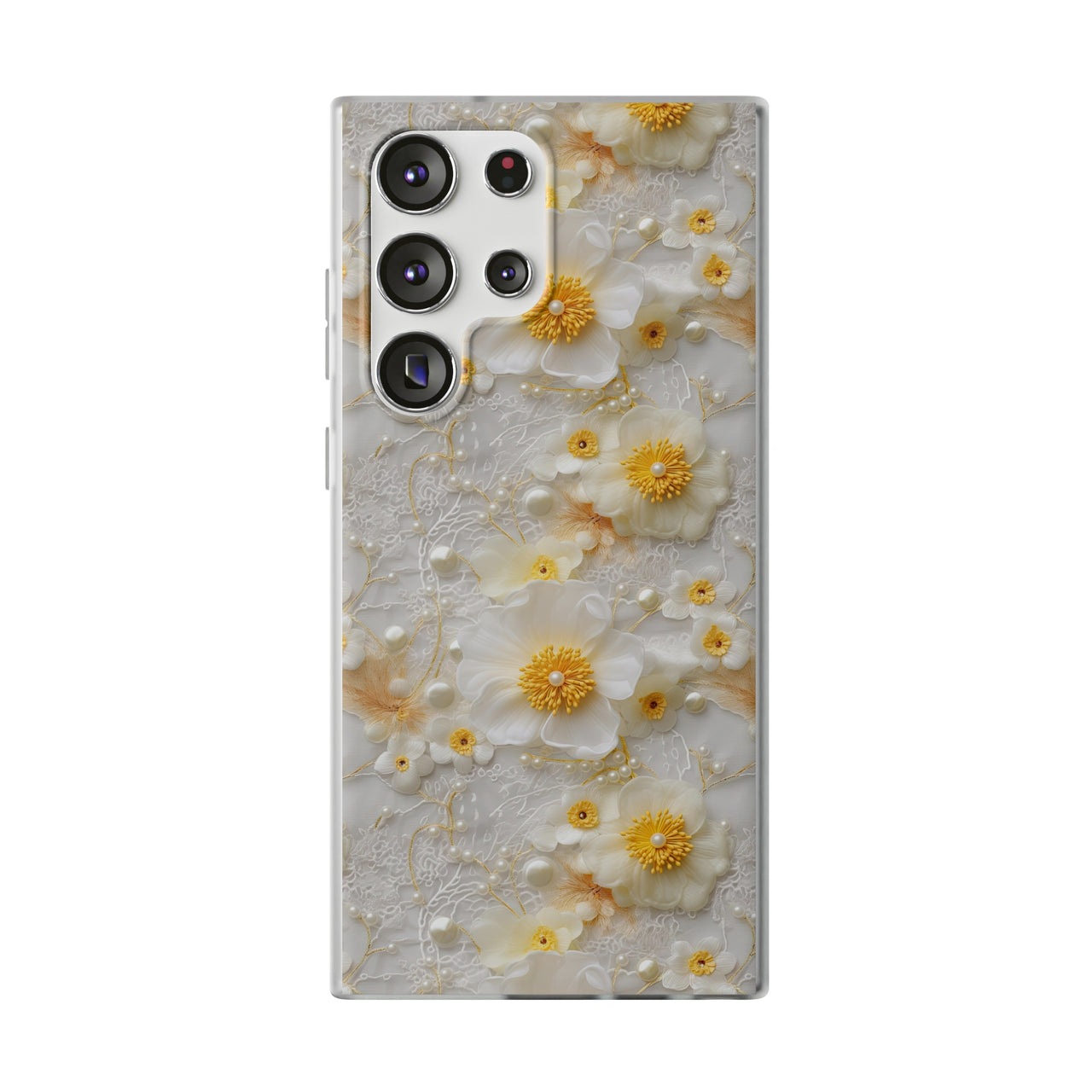 Yellow and White Floral - Flexi Cases for Samsung Galaxy S23, Samsung Galaxy S23 Plus, and Samsung Galaxy S23 Ultra