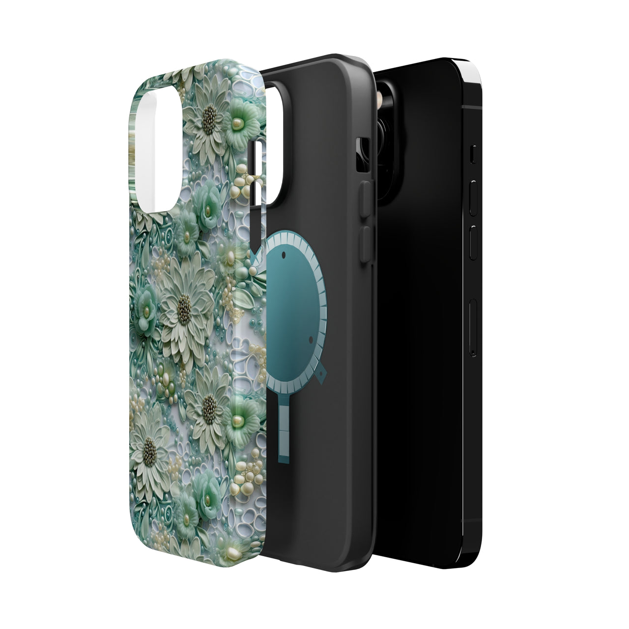 Teal Petals - MagSafe Tough Cases for iPhone 14, iPhone 14 Pro, iPhone 14 Plus, and iPhone 14 Pro Max