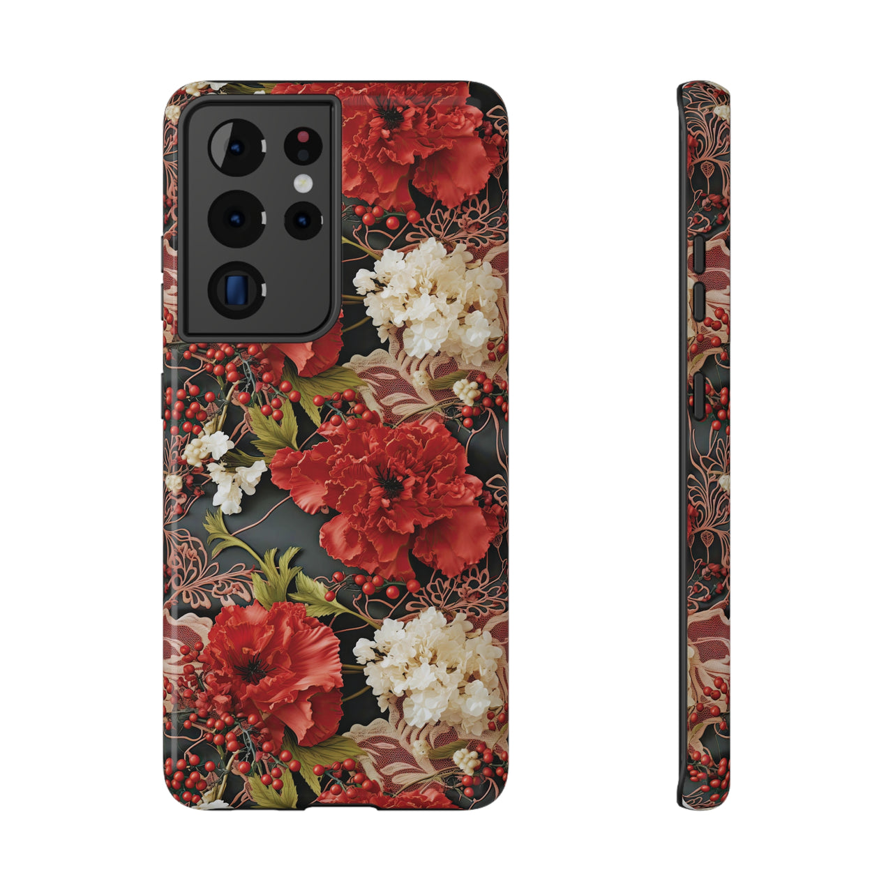 Carnation for January Birthday - Impact-Resistant Case for Samsung Galaxy S21, Samsung Galaxy S21 Plus, and Samsung Galaxy S21 Ultra. Supports Wireless Charging.