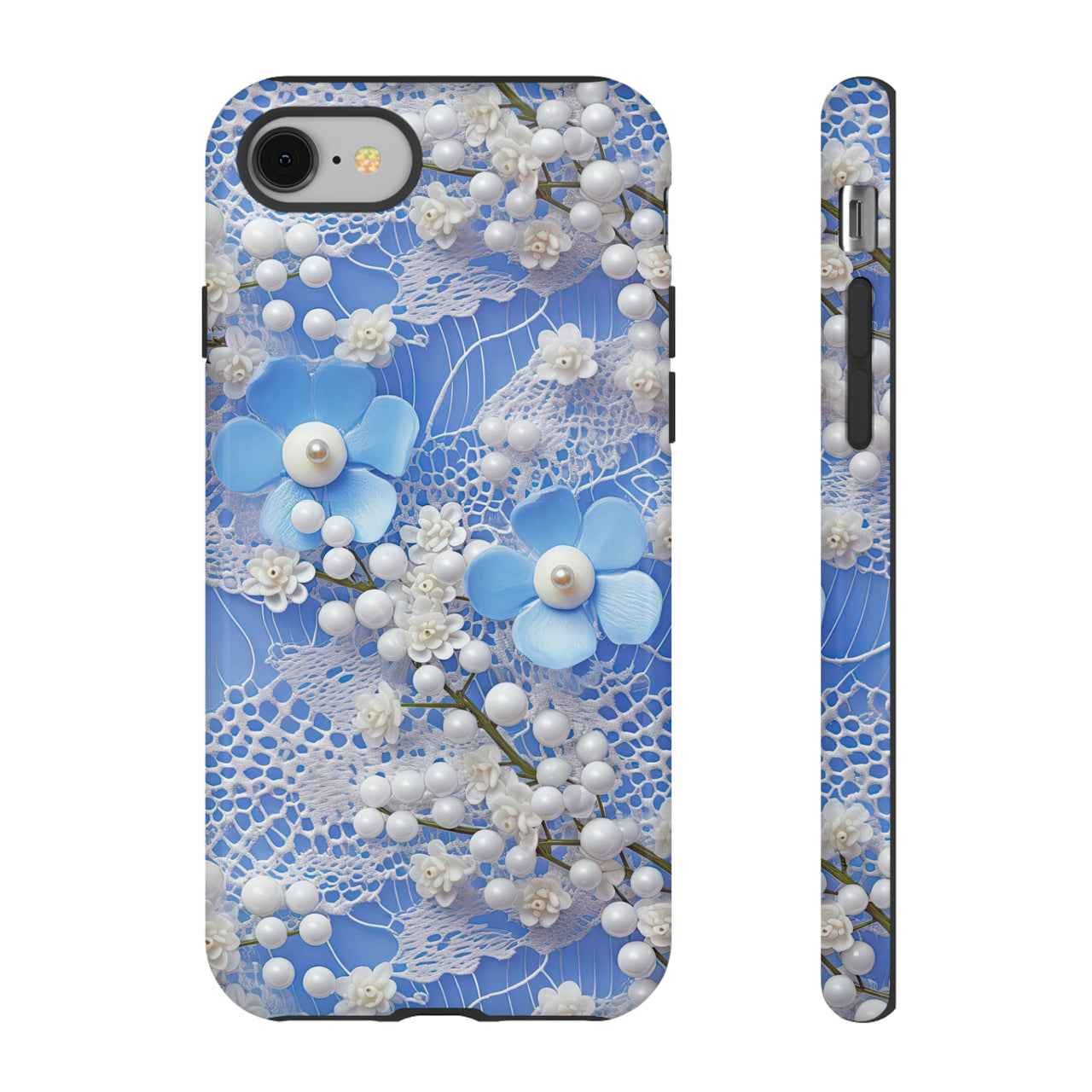 Pearls and Lace on Baby Blue - Tough Case for iPhone 8 and iPhone 8 Plus