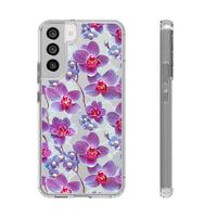 Thumbnail for *Clear Case* Fuchsia Orchid - Samsung Galaxy S22, Samsung Galaxy S22 Plus, Samsung Galaxy S22 Ultra - Supports Wireless Charging