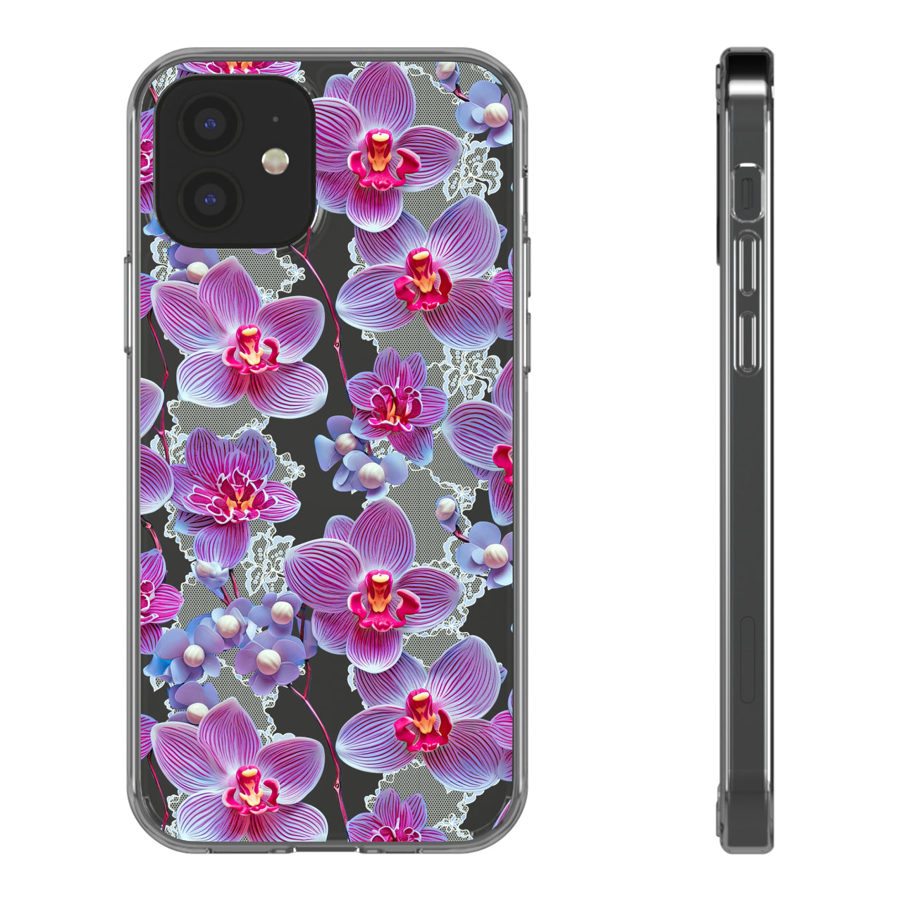 *Clear Case* Fuchsia Orchid - iPhone 12, iPhone 12 Mini, iPhone 12 Pro, iPhone 12 Pro Max - Supports Wireless Charging