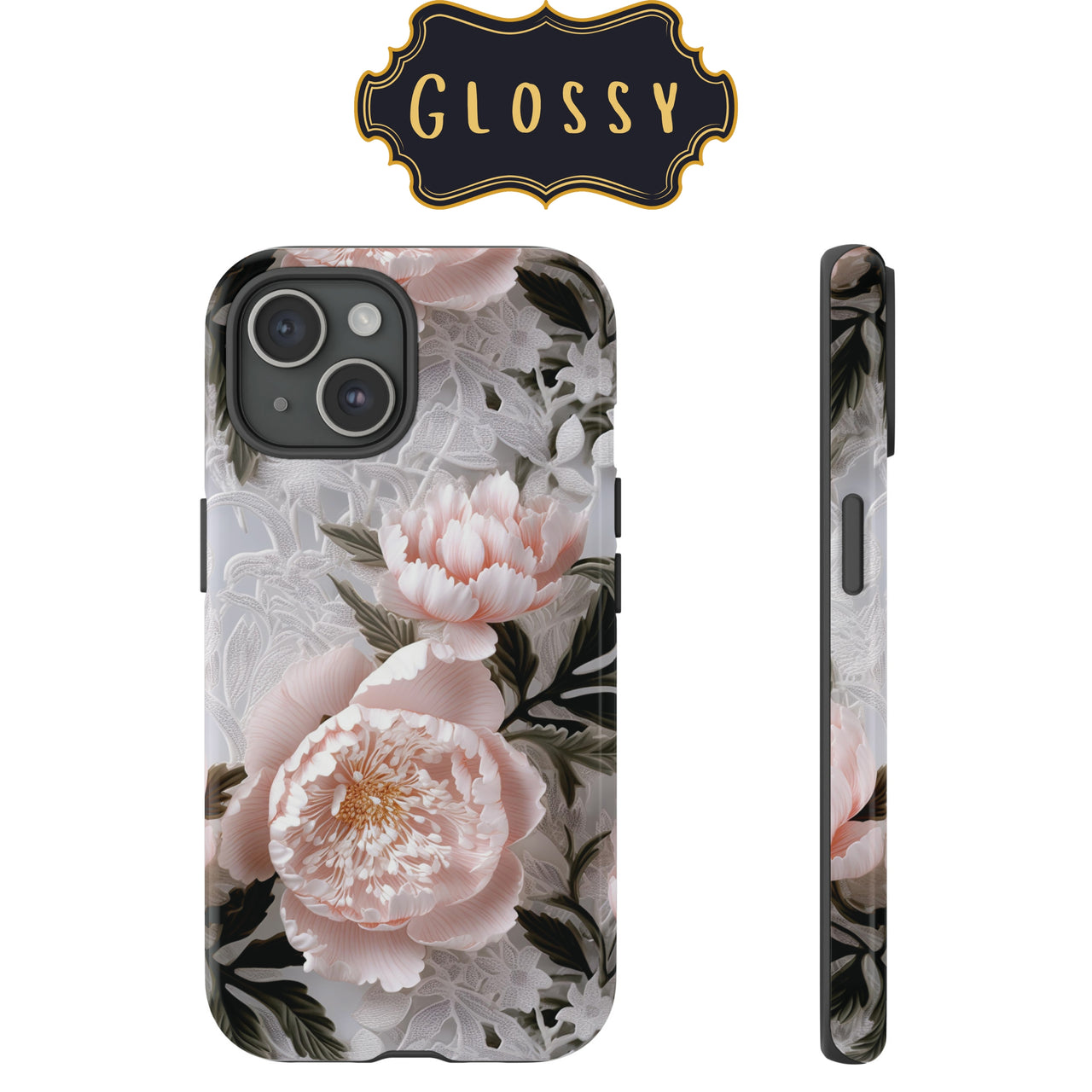 Pink Peony Impact-Resistant Cases for Samsung Galaxy S22, Samsung Galaxy S22 Plus, and Samsung Galaxy S22 Ultra. Supports Wireless Charging.