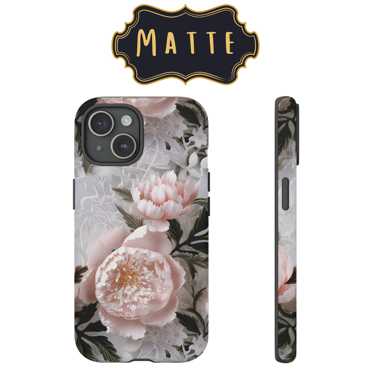 Pink Peony Impact-Resistant Cases for Samsung Galaxy S21, Samsung Galaxy S21 Plus, and Samsung Galaxy S21 Ultra. Supports Wireless Charging.