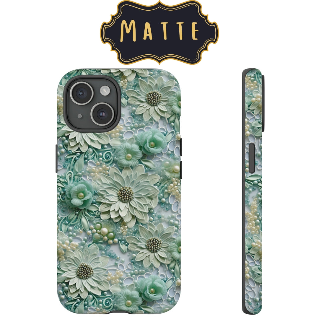 Teal Petals - Impact-Resistant Case for Samsung Galaxy S22, Samsung Galaxy S22 Plus, and Samsung Galaxy S22 Ultra. Supports Wireless Charging.