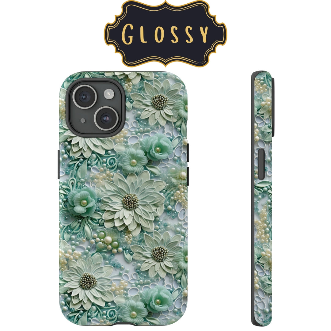 Teal Petals - Impact-Resistant Case for Samsung Galaxy S22, Samsung Galaxy S22 Plus, and Samsung Galaxy S22 Ultra. Supports Wireless Charging.