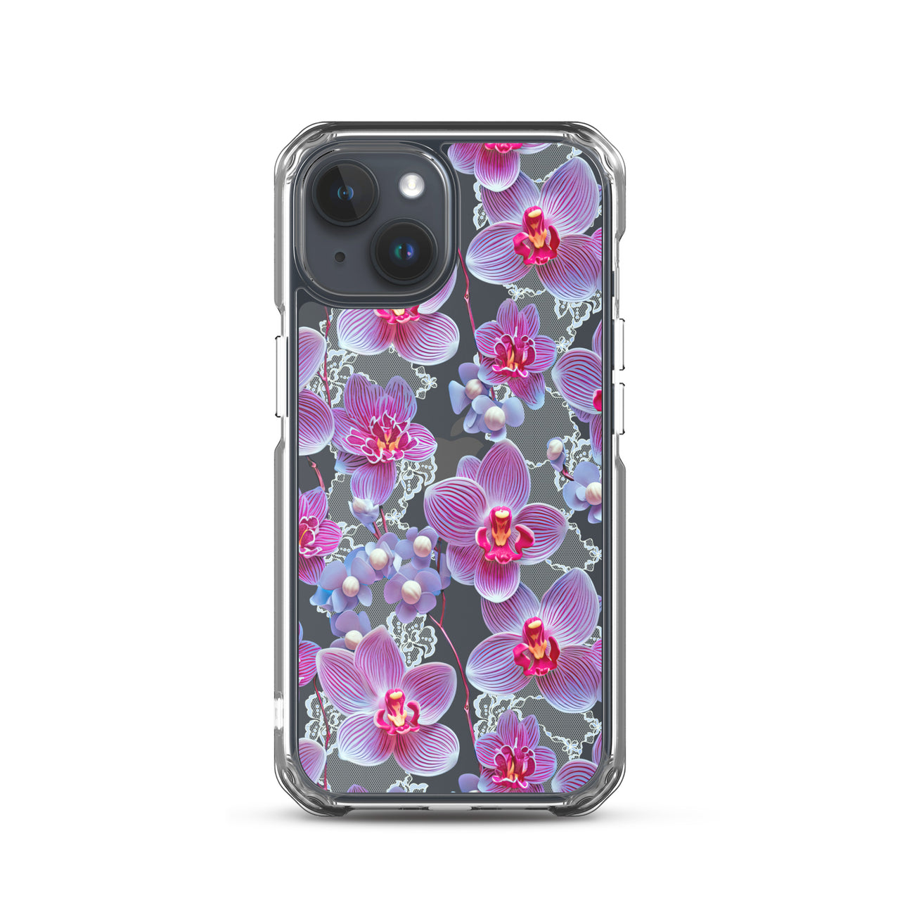 *Clear Case* Fuchsia Orchid - iPhone 15, iPhone 15 Pro, iPhone 15 Pro Max, & iPhone 15 Plus