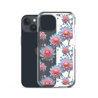 Thumbnail for *Clear Case* Pink and Blue Glass Flowers - iPhone 15, iPhone 15 Pro, iPhone 15 Plus, & iPhone 15 Pro Max