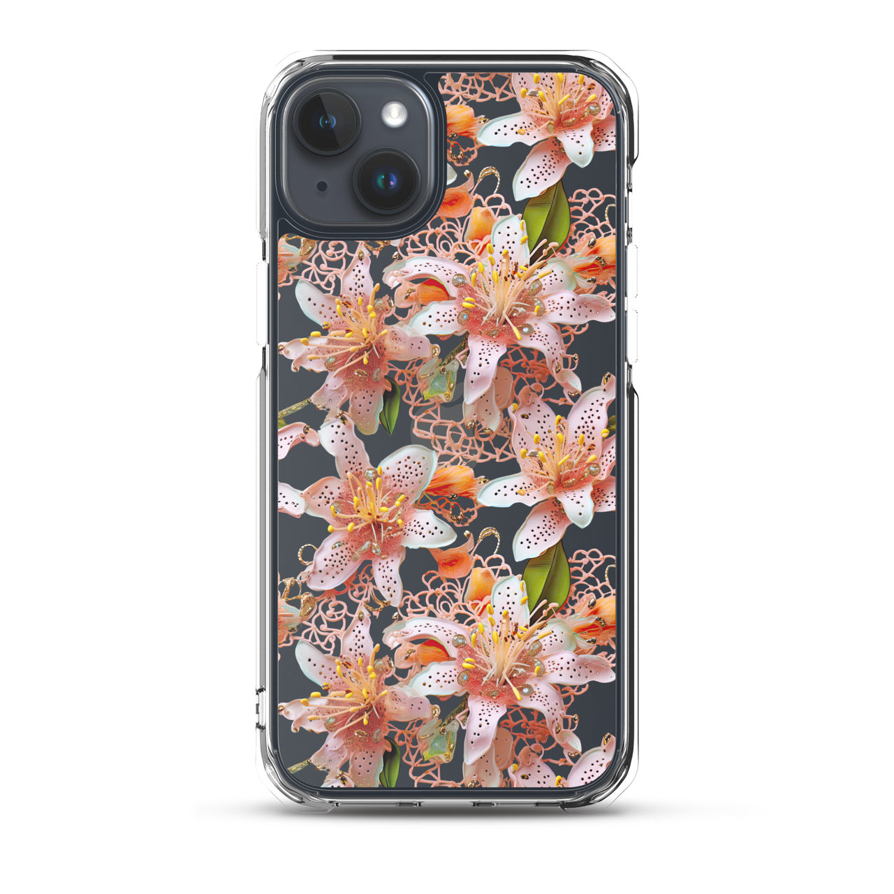 *Clear Case* Pink Lily - iPhone 15, iPhone 15 Pro, iPhone 15 Plus, & iPhone Pro Max