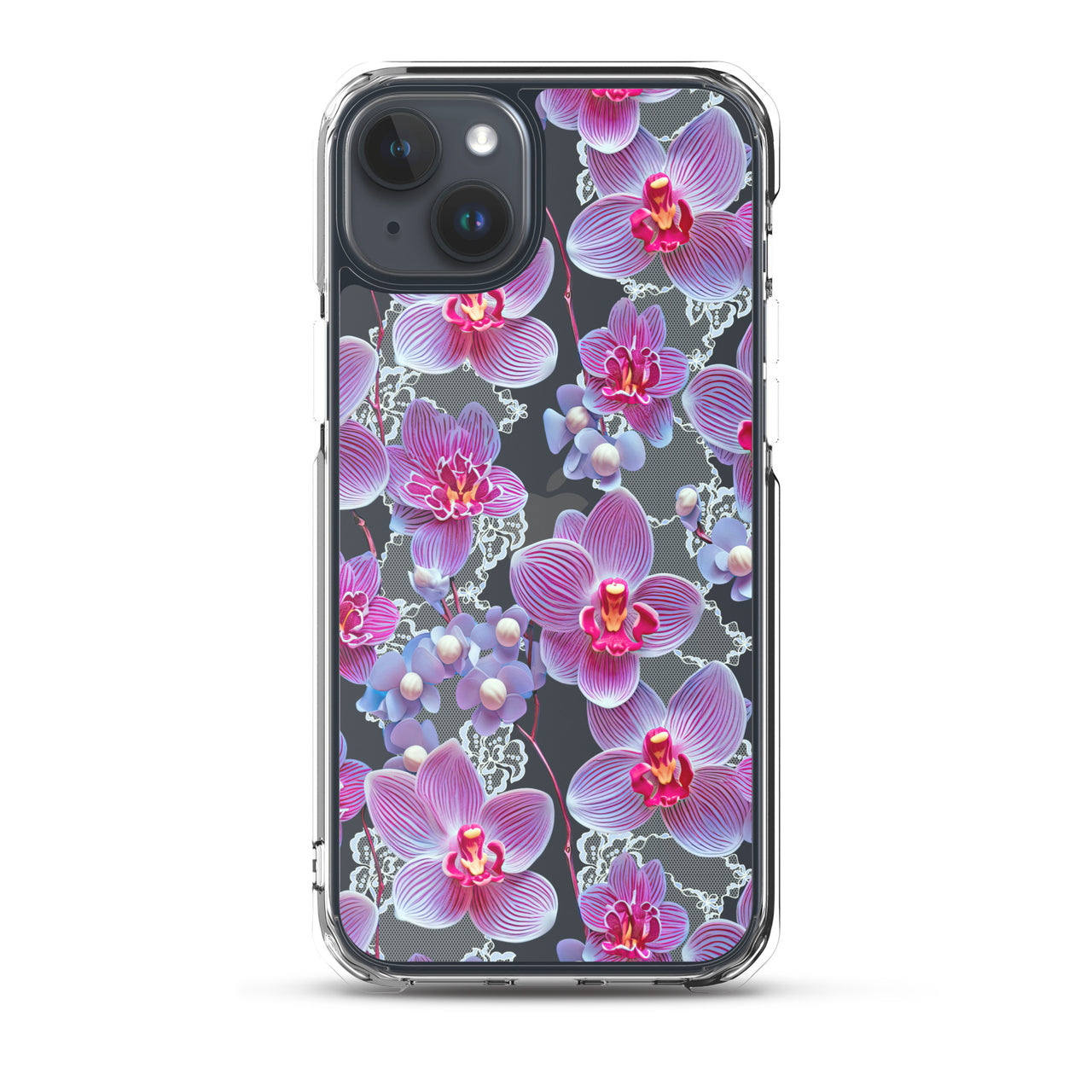 *Clear Case* Fuchsia Orchid - iPhone 15, iPhone 15 Pro, iPhone 15 Pro Max, & iPhone 15 Plus