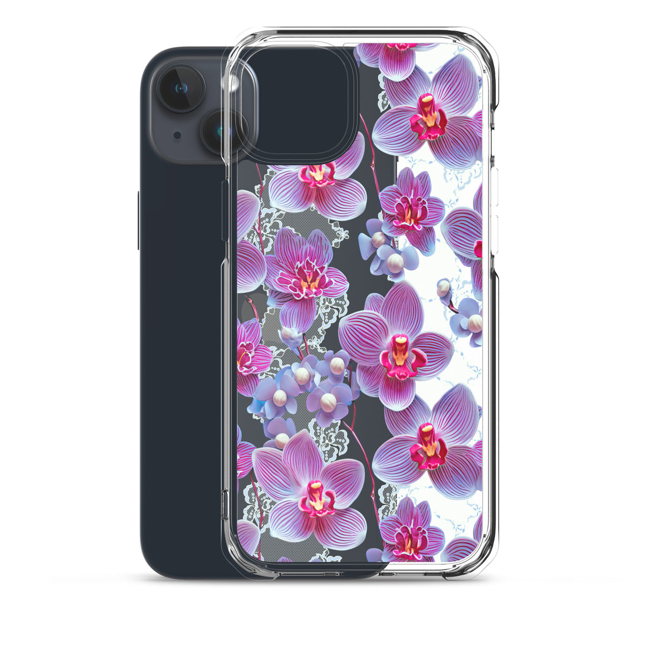 *Clear Case* Fuchsia Orchid - iPhone 15, iPhone 15 Pro, iPhone 15 Pro Max, & iPhone 15 Plus