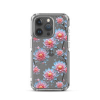 Thumbnail for *Clear Case* Pink and Blue Glass Flowers - iPhone 15, iPhone 15 Pro, iPhone 15 Plus, & iPhone 15 Pro Max