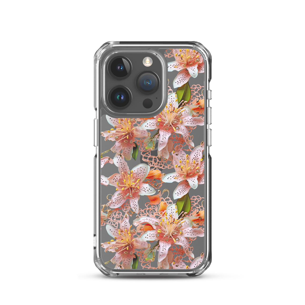 *Clear Case* Pink Lily - iPhone 15, iPhone 15 Pro, iPhone 15 Plus, & iPhone Pro Max