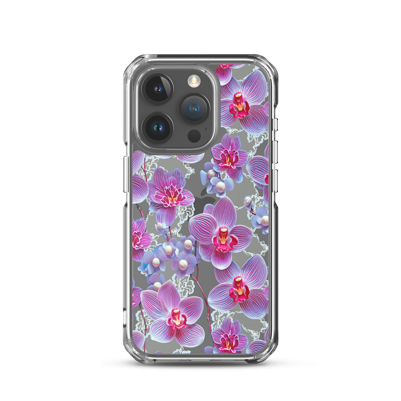 *Clear Case* Fuchsia Orchid - iPhone 15, iPhone 15 Pro, iPhone 15 Pro Max, & iPhone 15 Plus