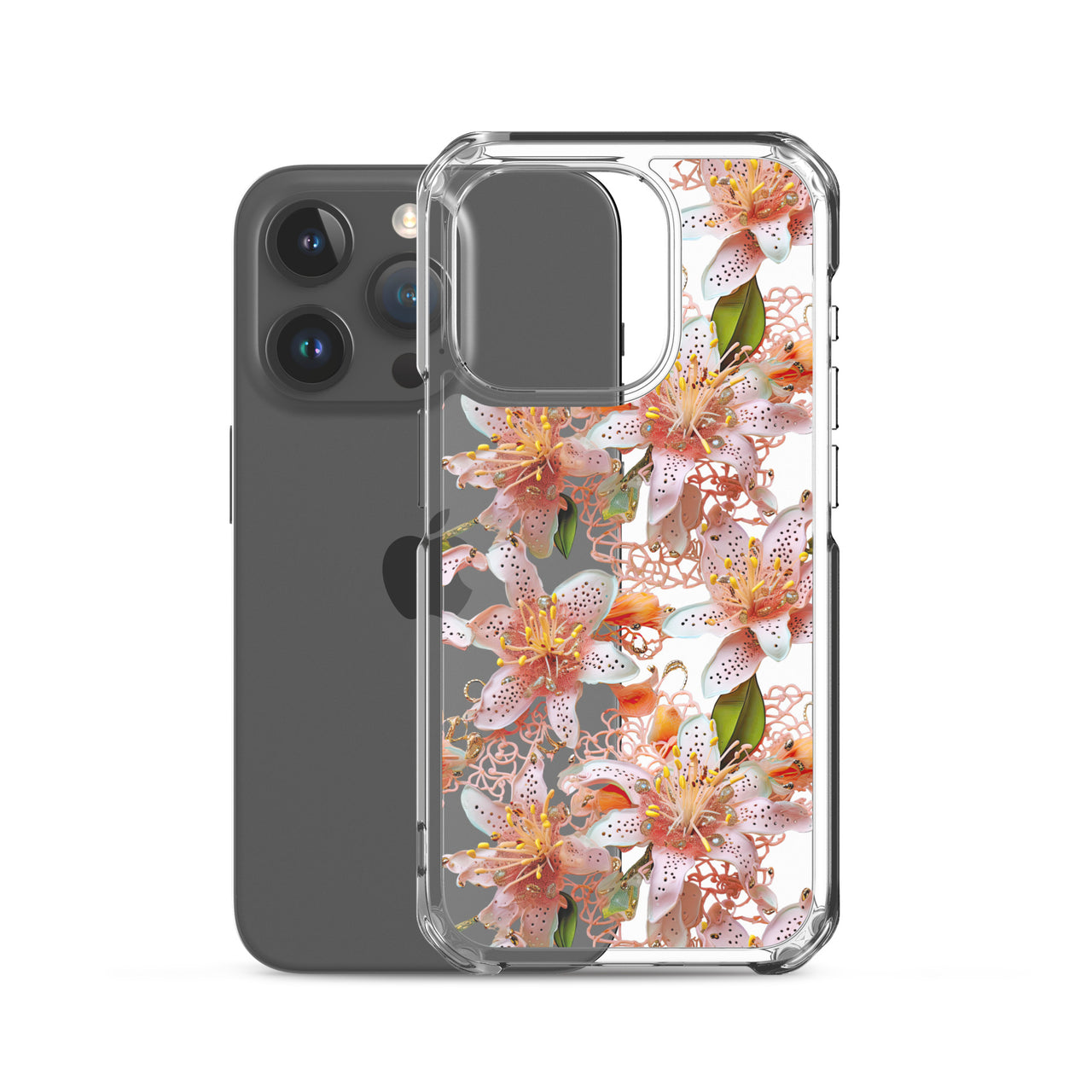 *Clear Case* Pink Lily - iPhone 15, iPhone 15 Pro, iPhone 15 Plus, & iPhone Pro Max