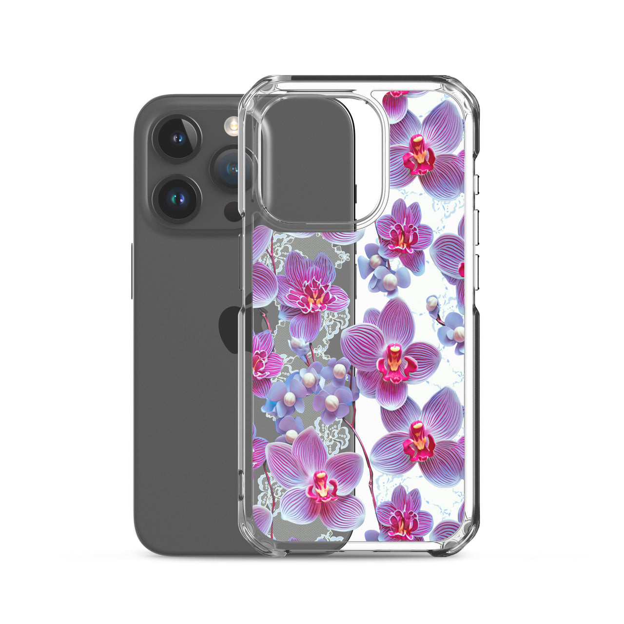 *Clear Case* Fuchsia Orchid - iPhone 15, iPhone 15 Pro, iPhone 15 Pro Max, & iPhone 15 Plus