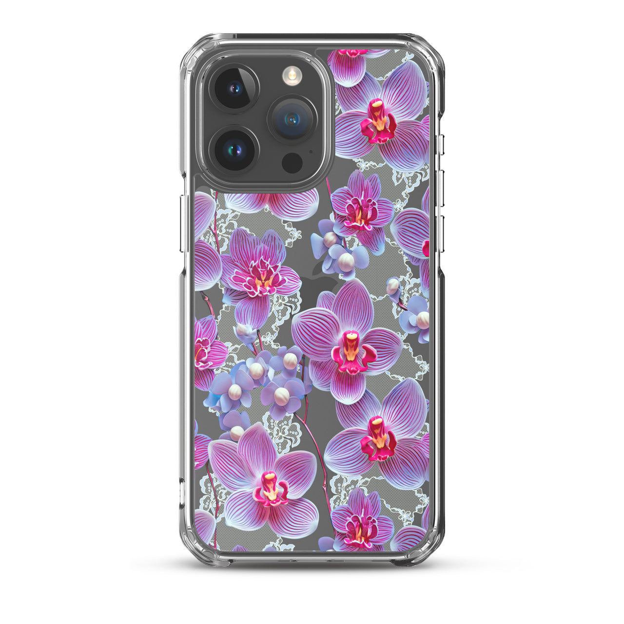 *Clear Case* Fuchsia Orchid - iPhone 15, iPhone 15 Pro, iPhone 15 Pro Max, & iPhone 15 Plus