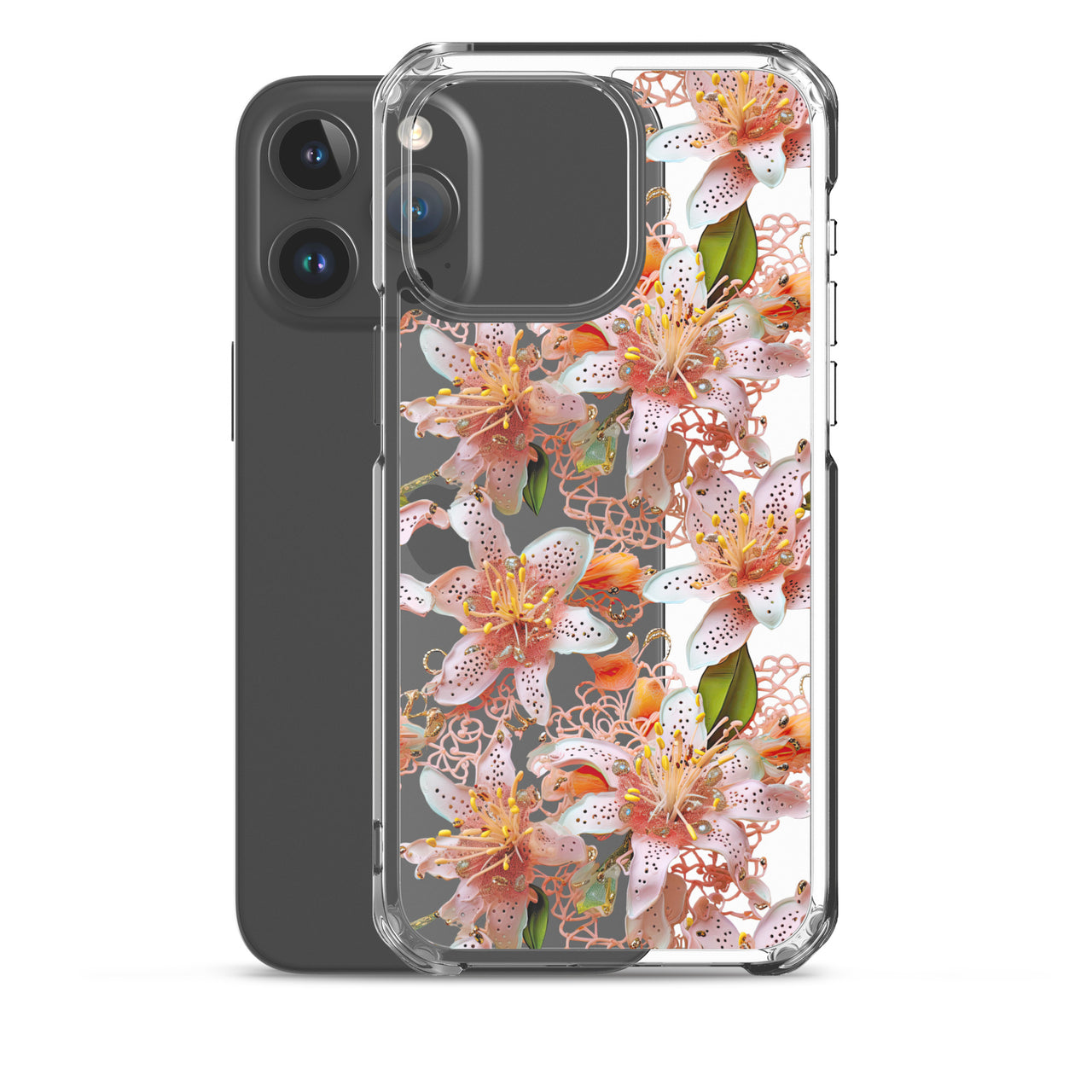 *Clear Case* Pink Lily - iPhone 15, iPhone 15 Pro, iPhone 15 Plus, & iPhone Pro Max