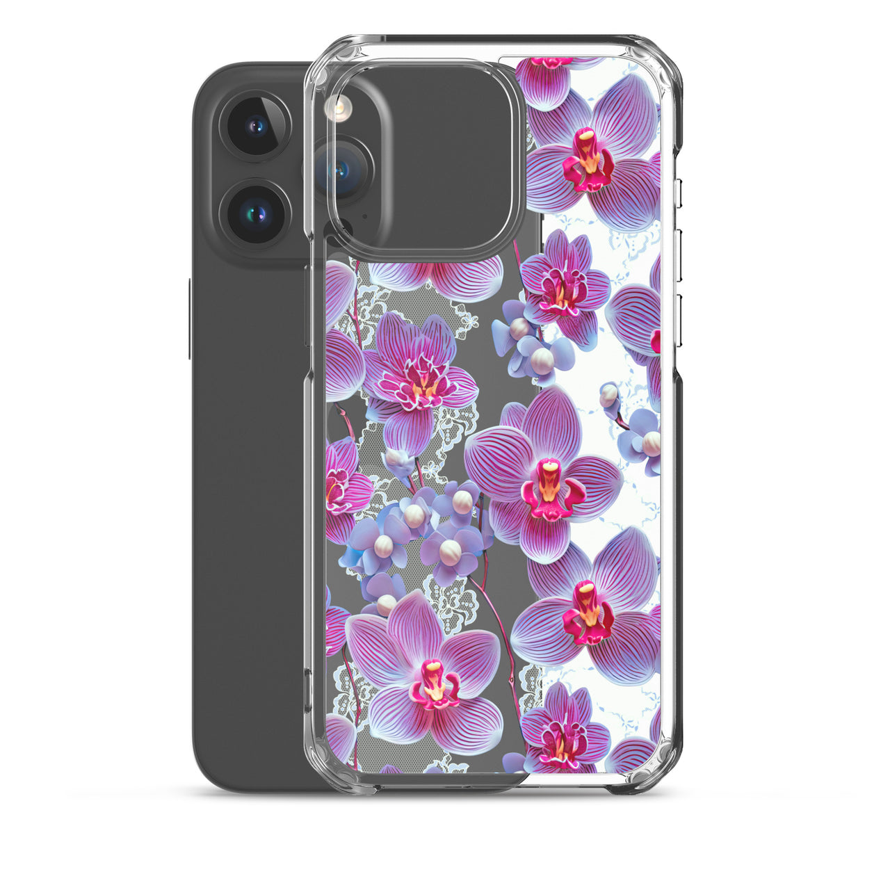 *Clear Case* Fuchsia Orchid - iPhone 15, iPhone 15 Pro, iPhone 15 Pro Max, & iPhone 15 Plus