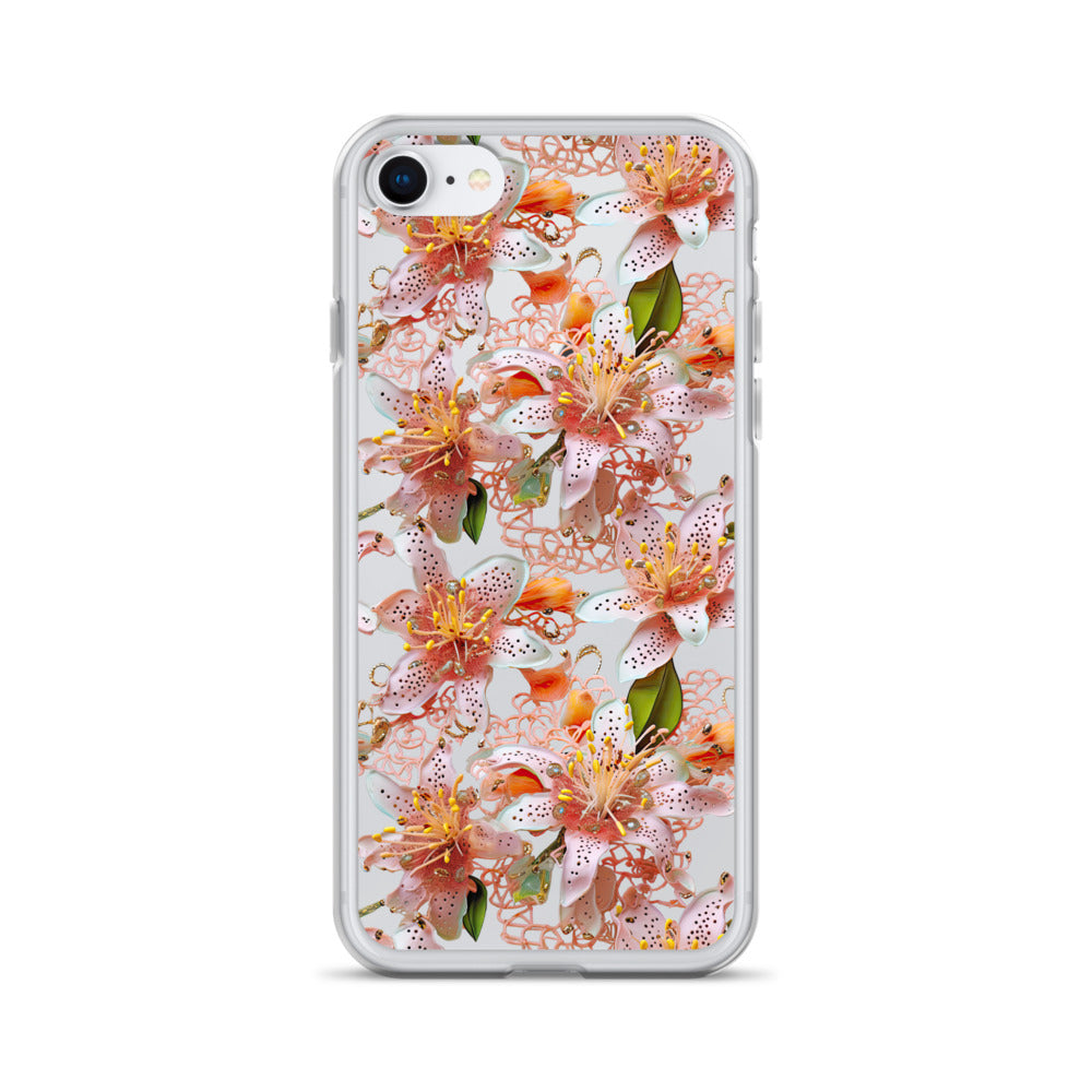 *Clear Case* Pink Lily - iPhone 8 & iPhone 7