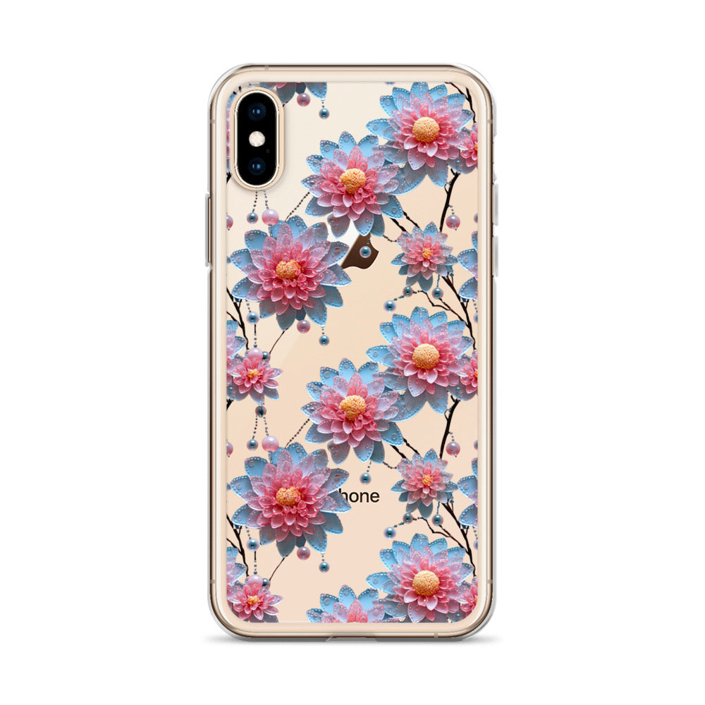 *Clear Case* Pink and Blue Glass Flowers - iPhone X, iPhone XS, & iPhone XR