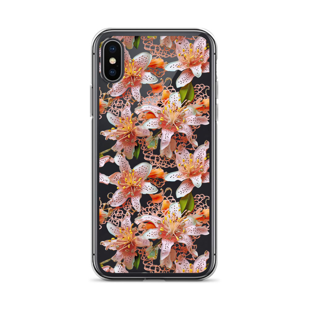 *Clear Case* Pink Lily - iPhone X, iPhone XS, & iPhone XR