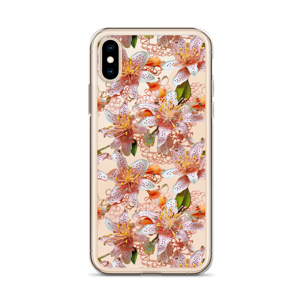 *Clear Case* Pink Lily - iPhone X, iPhone XS, & iPhone XR