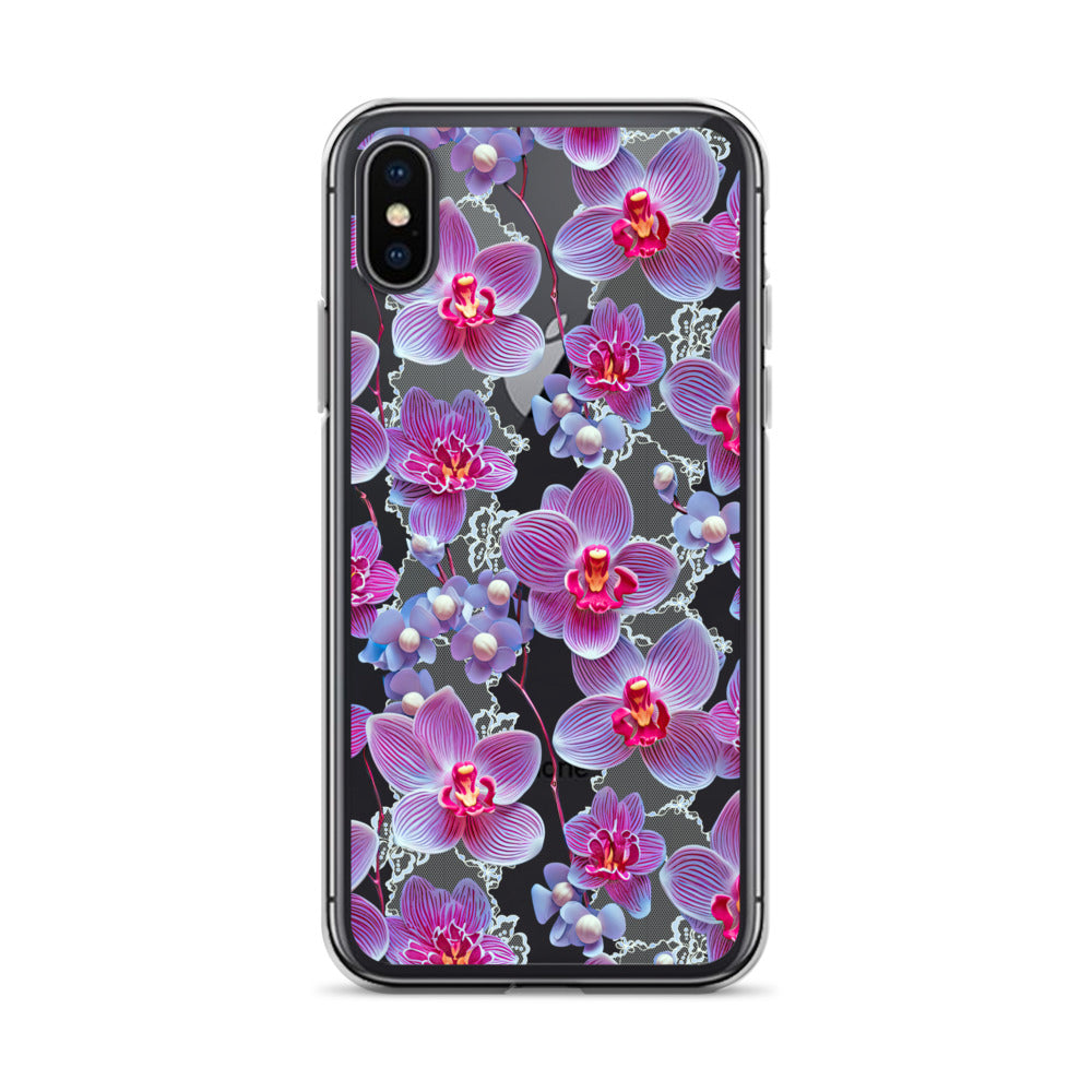 *Clear Case* Fuchsia Orchid - iPhone X, iPhone XS, & iPhone XR