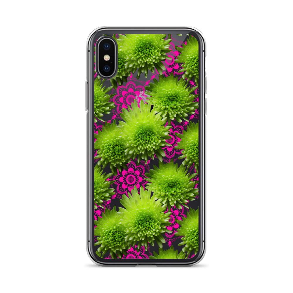 *Clear Case* Green Mums and Lace - iPhone X, iPhone XS, & iPhone XR